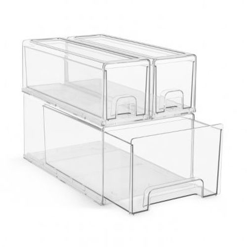 Sorbus (3 Pack) 1 Large & 2 Small Clear Plastic Stackable Drawers with Handles - LaundryOffice, Closet, Home, Bathroom, Organization and Storage