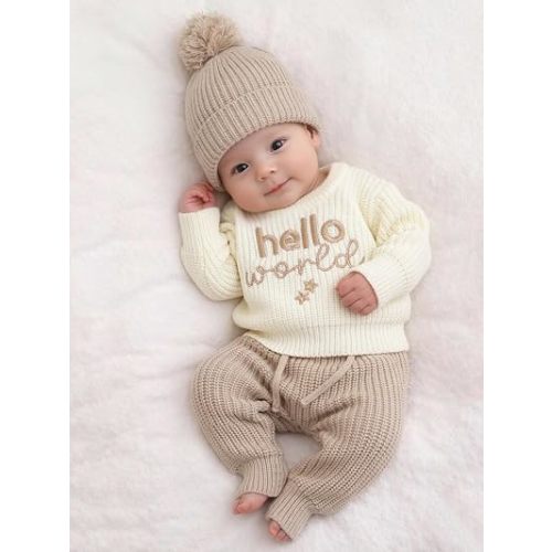 Infant Baby Sweater and Pants Set Baby Girl Boy Knitted Pullover Fall Winter Clothes Baby Boy Girl Outfit Embroidery Clothes