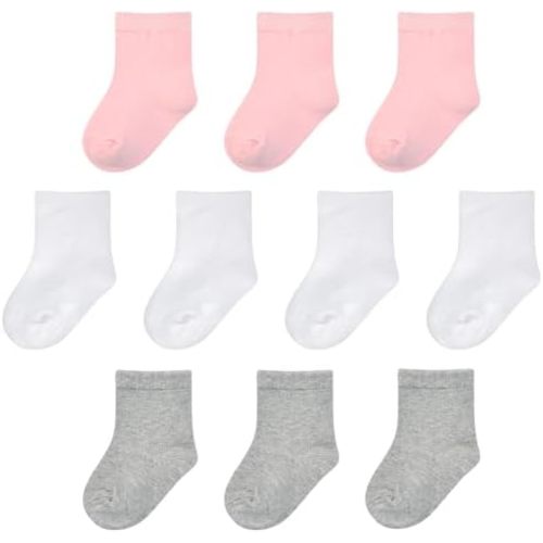 Baby Socks Infant White Crew Socks Baby Girls Soft Newborn Dress Sock Boys Baptism 0-12 Months 10 Pack
