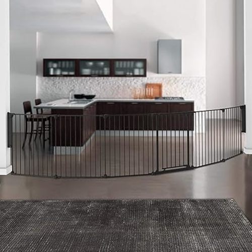 Inspirer Studio 5,6,8 Panel Heavy Duty Metal Gate Pet Fence Safe Playpen Barrier (Black, 6 Panel)