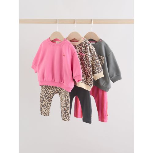 Pink Baby Sweatshirts and Leggings 6 Piece Set (0mths-2yrs)