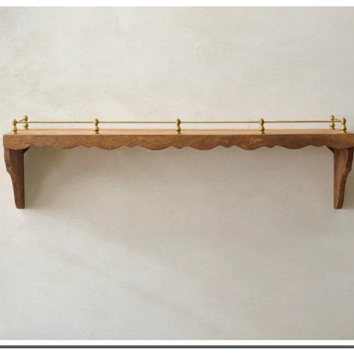 Quinn Wood and Brass Railing Shelf – Magnolia