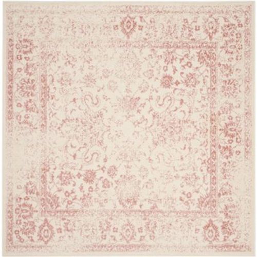 Adirondack ADR109 Non-Shedding Power Loomed Indoor Area Rug - Ivory/Rose - 6'x6' - Safavieh