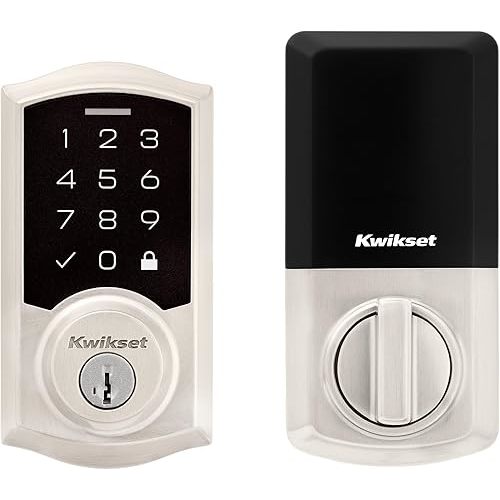 Kwikset SmartCode 270 Keyless Entry Electronic Touchpad Deadbolt Door Lock with Auto-Lock, Custom User Codes, Advanced Security in Satin Nickel Traditional