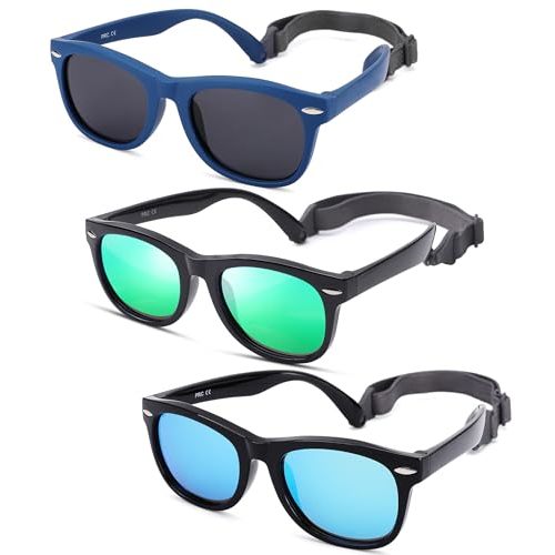 NULOOQ Flexible Polarized Baby Sunglasses with Strap Age 0-24 Months | Non-Toxic, BPA-Free Unbreakable Frame, UV400 Protection, Comfortable Fit, Summer Beach Essentials, for Newborn & Infant