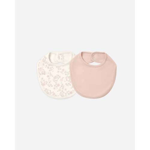 Jersey Snap Bib, 2 Pack Floral Vine, Dusty Rose