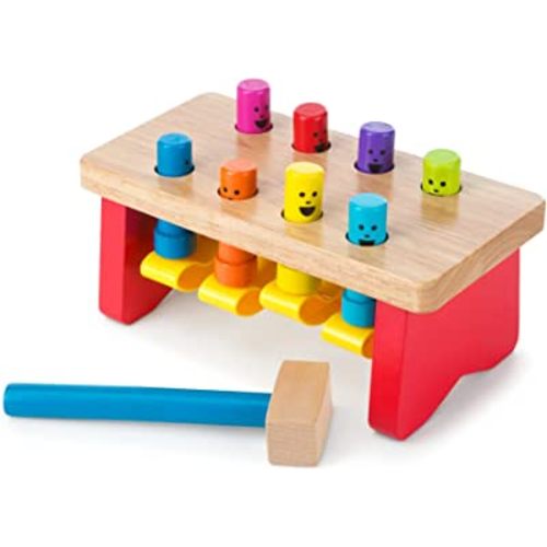 Melissa & Doug Deluxe Pounding Bench Wooden Toy With Mallet - STEAM Toddler Toy