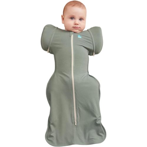 Love to Dream Swaddle Up Transition Bag, Snug Fit, Zip-Off Wings, 1.0 Tog Suitable for Moderate Temperature 20-24°C, Machine Washable & Double Zip for Easy Nappy Change, Deep Olive