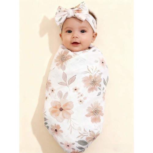 Newborn Baby Swaddle Blanket & Bow Headband Set | SHEIN