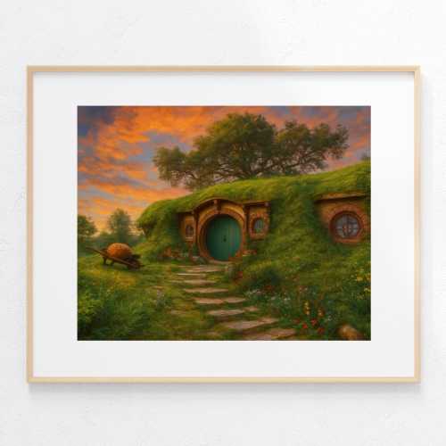 The Shire Watercolor Painting Lord of the Rings Art Print Hobbit House Fan Artwork Bookish Gift Ideas Fantasy Gallery Wall Decor