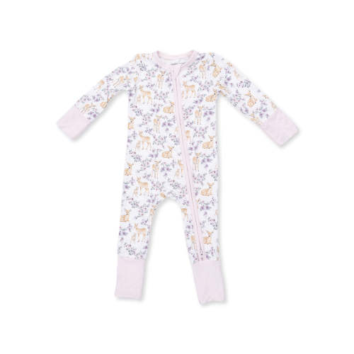 2-Way Zip Romper, Floral Deer