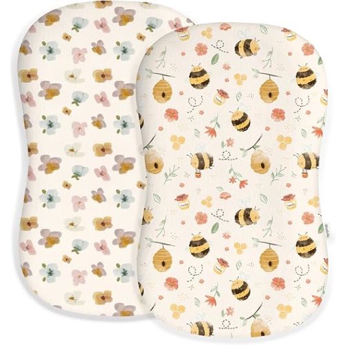 Baby Lounger Cover 2 Pack, Infant Lounger Cover, Bee Happy