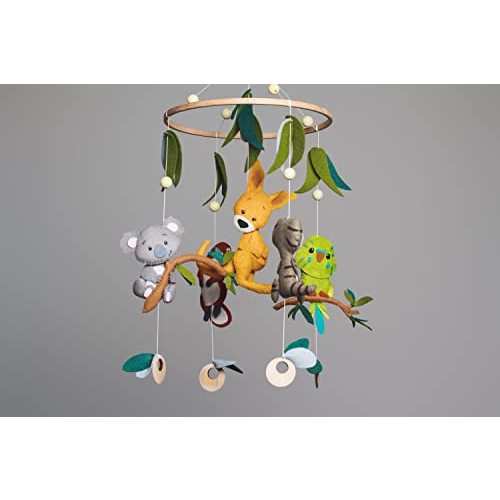 Australian mobile for crib australian animals baby nursery decor Handmade cot mobile Hanging felt animals mobile