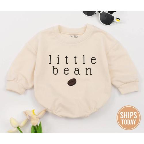 Little Bean Baby Romper Short Sleeves, Coffee Baby Romper, Minimalist Baby Clothes, Little Bean Romper, Unisex Baby Outfit