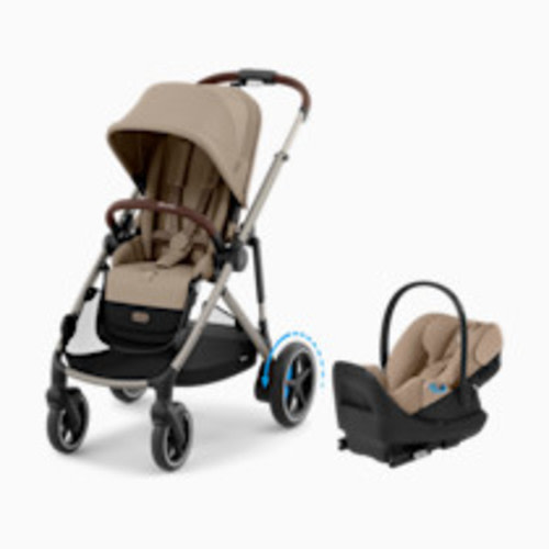 Cybex eGazelle S Stroller + Cloud G Pro Travel System - Taupe Frame/Almond Beige