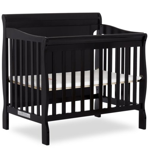 Dream On Me Aden Full Panel Convertible 4-in-1 Mini Crib In Black, Greeguard Gold Certified