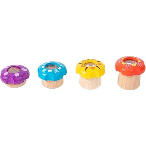 WODI 4PCS Wooden Kaleidoscope for Kids - Montessori Educational Optical Toy, Vintage Birthday Gift for Boys Girls Ages 3-12, Travel Sensory STEM Learning (Multicolor)