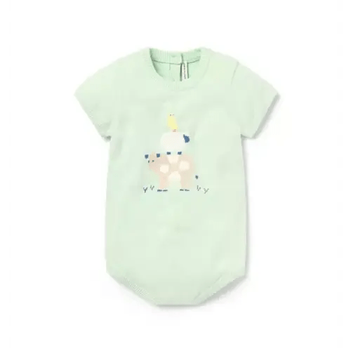 Baby Misty Green Baby Farm Animal Knit Romper by Janie and Jack