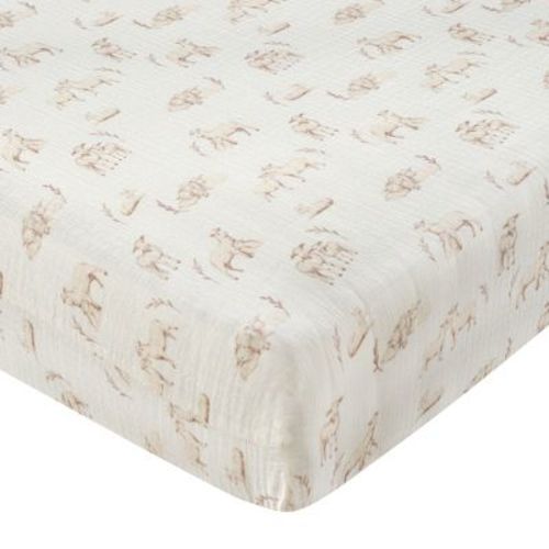 Lambs & Ivy Signature Organic Cotton Muslin Lamb Fitted Crib/Toddler Sheet