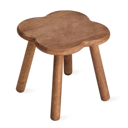 JUJIAFU 11.6inch Wooden Step Stool for Adults Small Wooden Stool Perfect Matched Sensory Table Great Assistant for Kitchen Bathroom Living Room Bedroom Garden (Full Body Natural Real Wood)