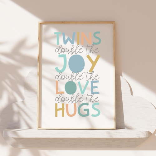 Twins Brother Nursery Wall Art Prints, Boys, Newborn, Blue Green, Bedroom And Nursery Decor