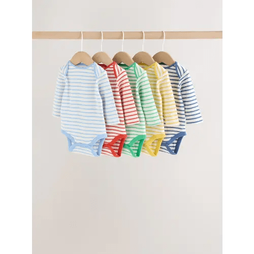 Buy Bright Stripe Long Sleeve Baby Bodysuits 5 Pack from Next USA