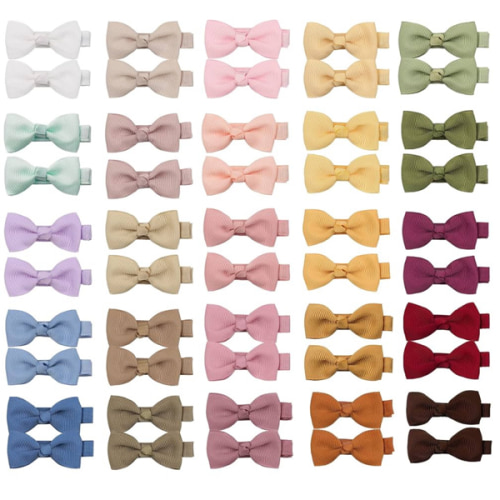 CÉLLOT Baby Hair Clips 50PCS Baby Girls Fully Lined Baby Bows Hair Pins Tiny 2" Hair Bows Alligator Clips for Baby Girls Infants Toddlers in Pairs