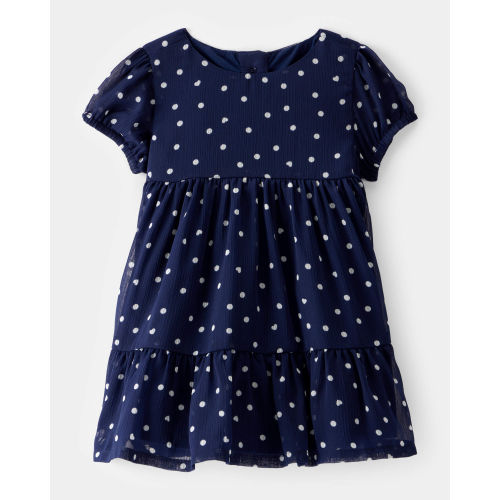 Baby Polka Dot Chiffon Crinkle Short-Sleeve Dress - Navy - OshKosh B'gosh | Carter's