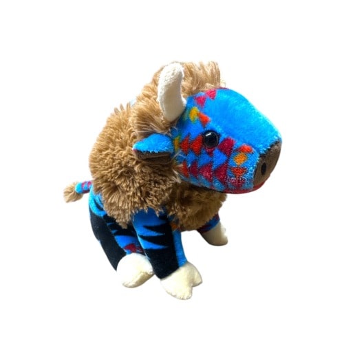 Turquoise Plush Buffalo: Native Stuffed Animal Toy