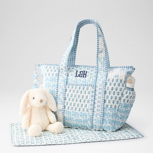 Patchwork Quilted Diaper Bag, Blue