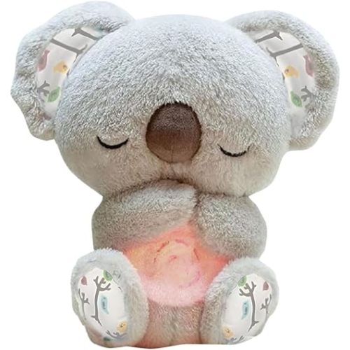 Anxiety Relief Koala Plush, Stuffed Animal for Anxiety Adults and Kids,with Music Lights and Rhythmic Breathing Movements(Grey)