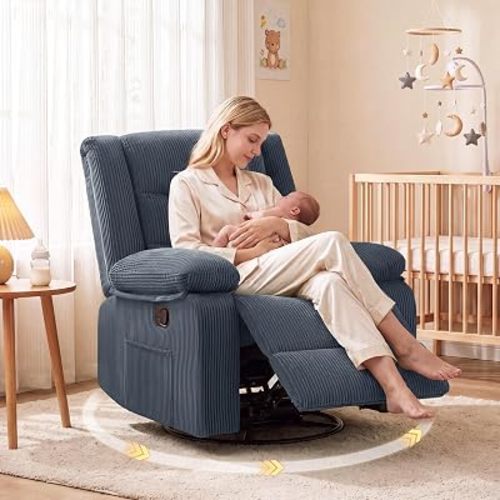 FiveWillowise Swivel Recliner Chair, Rocking Chair Nursery with Footrest