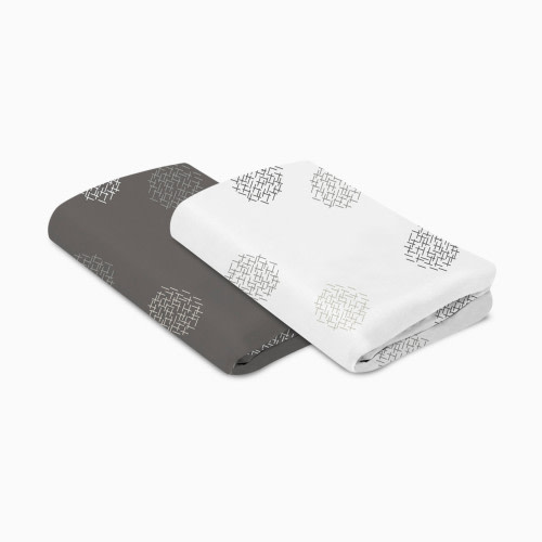 Breeze Plus Bassinet Sheet Set (2 Pack) - White/Grey Crosshatch