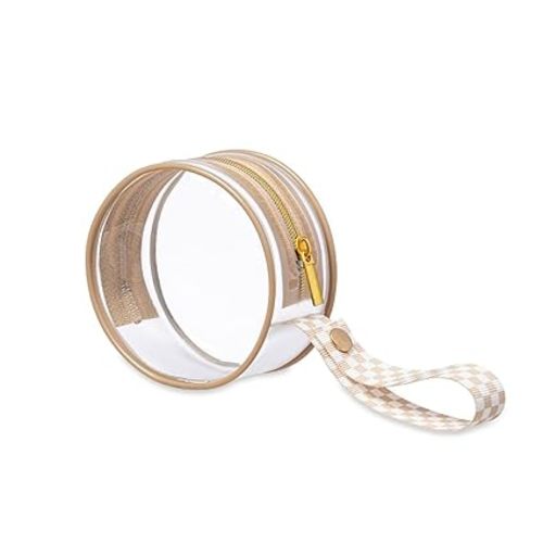 Itzy Ritzy Clear Pacifier Case with Handle – Easily Attaches to Diaper Bag or Purse – Holds 2 Pacifiers (Taupe)