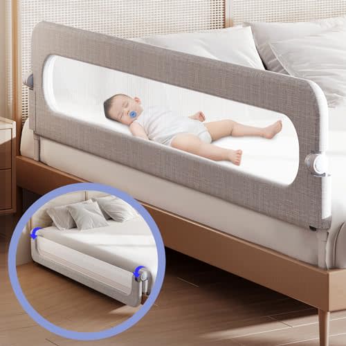 Baby Bed Rails Guard for Toddlers - Toddler Bed Rail for Queen Full King Twin Crib Bunk Size Bed Adjustable Heights & Foldable Bedrail Extra Tall Child Safety Side Railing Guards for Kids(78.7")