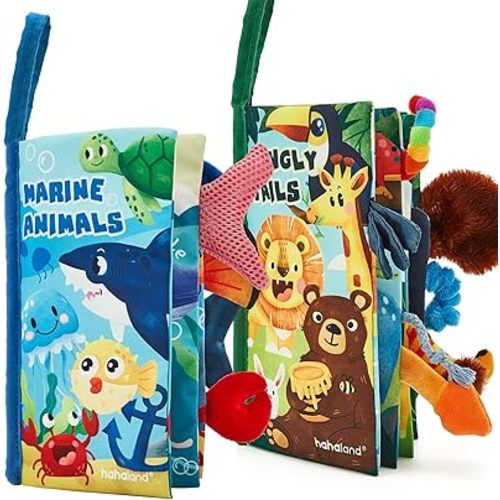 hahaland Baby Books 0-6 Months,Infant Tummy Time Toys High Contrast Sensory Baby Toys 6 to 12 Months Touch Feel Book Gift Christmas Stocking Stuffers for Boys Girls 0-3 Months Book Early Learning Toy