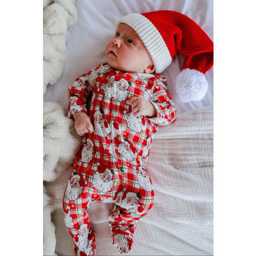 Christmas Zipper Footie in Cozy Claus | Caden Lane