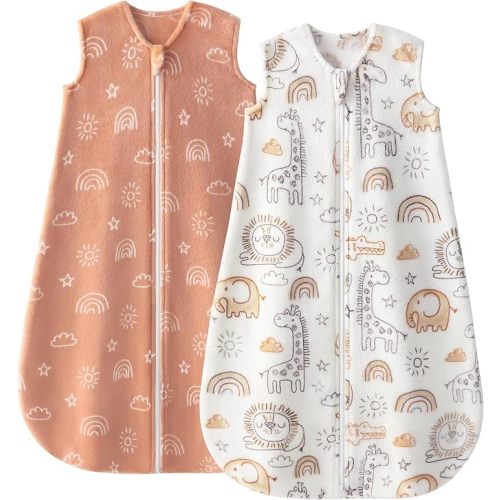 Yoofoss Fleece Baby Sleep Sack 2 Pack 1.5 Tog Baby Wearable Blanket with 2-Way Zipper