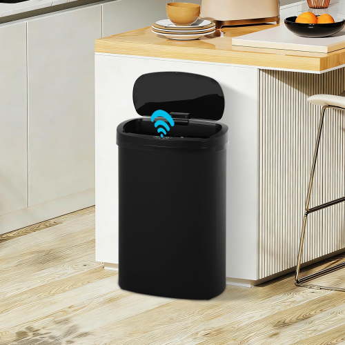 NiamVelo Kitchen Trash Can with Lid, 13 Gallon Automatic Garbage Can Plastic Touchless Trash Can for Kitchen Bedroom Bathroom Office,Black