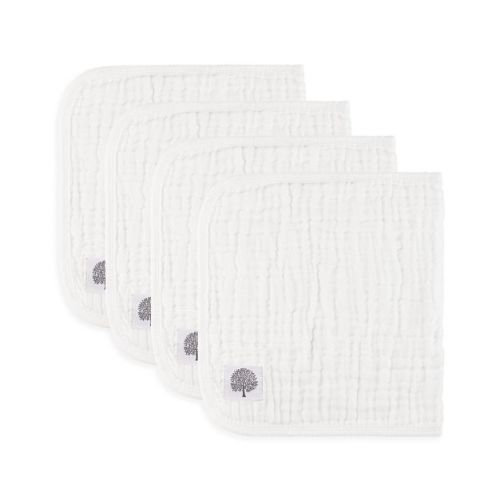 Parker Baby 4 Pack Muslin Cotton Burp Cloths - White