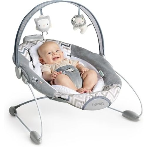 Ingenuity SmartBounce Automatic Baby Bouncer Seat with White Noise, Music, Toy Bar & 2 Plush Infant Toys, 0-6 Months Up to 20 lbs (Braden)