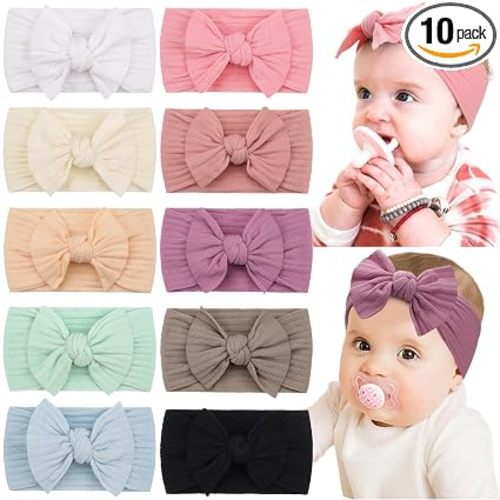 CÉLLOT 10 Colors Super Stretchy Soft Knot Hair Bows Baby Girl Headbands
