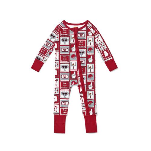 Alabama Baby Pajamas: Tuscaloosa Stamps Bamboo Zip Up Sleeper