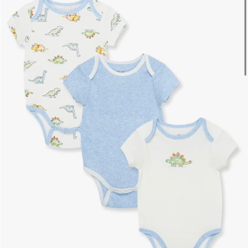 Little Me Clothes for Baby 3-Pack 100% Cotton Scratch Free Tag Bodysuits
