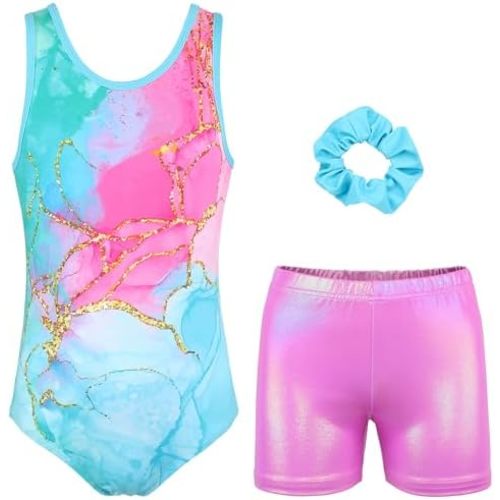 Gymnastics Leotards for Girls with Shorts Sparkly Ballet Dance Activewear