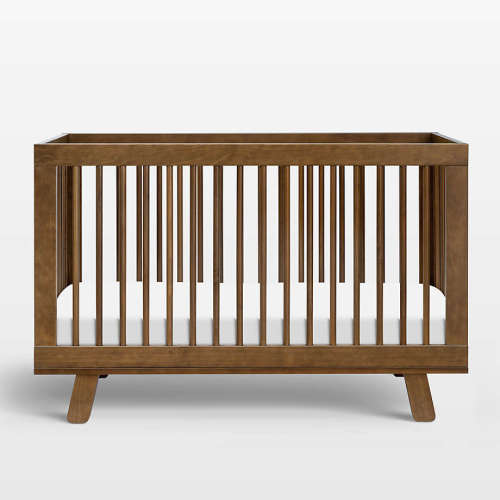 Babyletto Hudson Natural Walnut Wood 3-in-1 Convertible Baby Crib with Toddler Bed Conversion Kit
