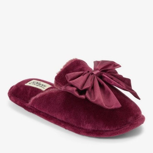 Dluxe by Dearfoams Hillary Bow Scuff Slippers - Burgundy L
