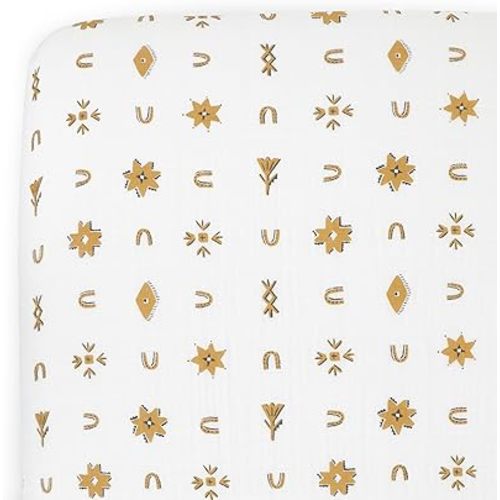 Little Unicorn Premium Crib Sheet | Breathable & Super-Soft Muslin Fabric (Conchos)