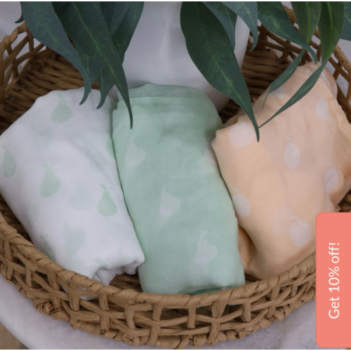 Nordic Sorbet 3pk Muslin Wraps Orange/Pear | Bubba Blue