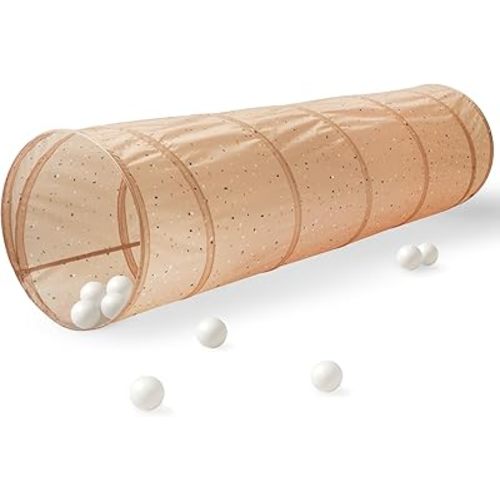 3 Sprouts Kids Play Tunnel - Pop Up Collapsible Tunnels with Recycled Fabric - Fun Crawling Tunnel for Toddler, Baby, Children to Crawl Through, Gross Motor Toy for Indoor Play - Terrazzo Clay